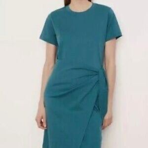Vince cotton side-tie dress size L in teal NWOT